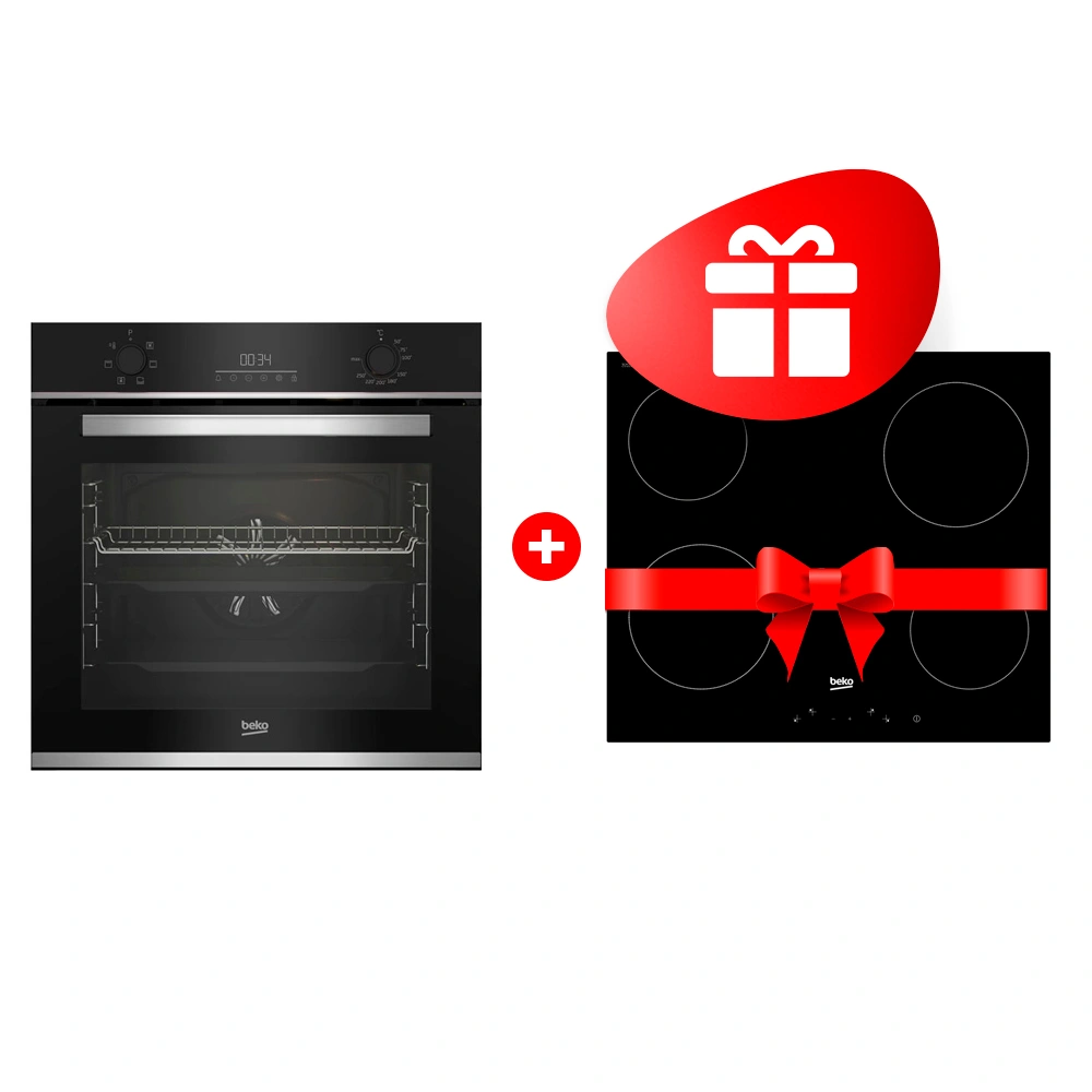 Жиынтық Встраиваемый духовой шкаф Beko BBIE133002XD + Beko электр пісіру беті HIC 64400 E 