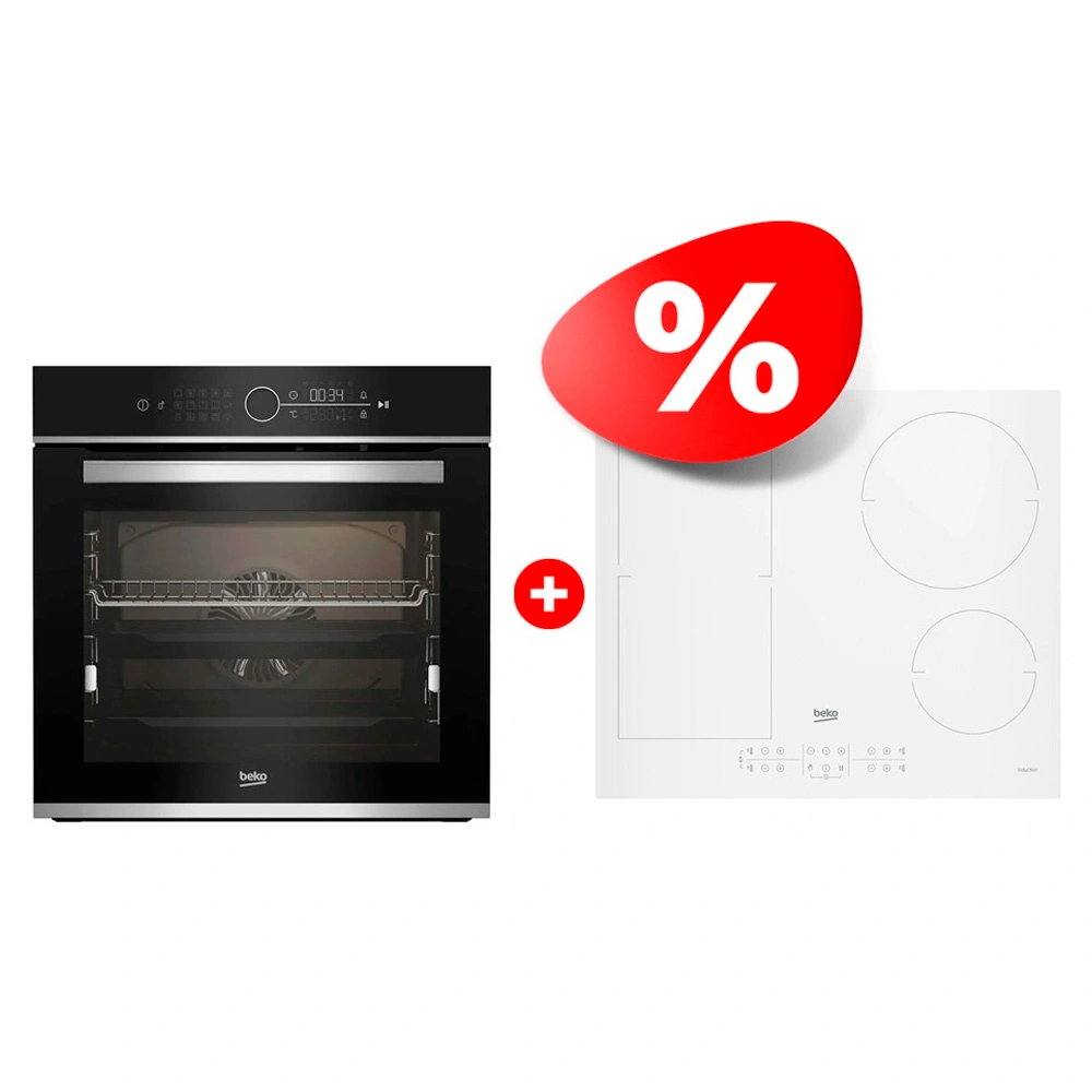 Комплект Встраиваемый духовой шкаф Beko BBIM13400XCS + Варочная панель Beko HII64200FMTW  - фото 2