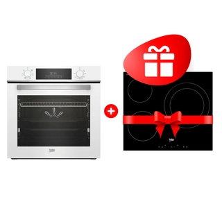 Жиынтық Встраиваемый духовой шкаф Beko BBIE18300W + Beko электр пісіру беті HIC 63401 T 