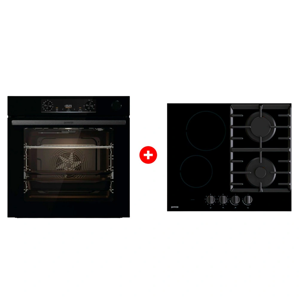 Жиынтық Gorenje кіріктірілетін электр пеші BSA6737E15BG + Gorenje құрастырылған пісіру панелі GCE691BSC 