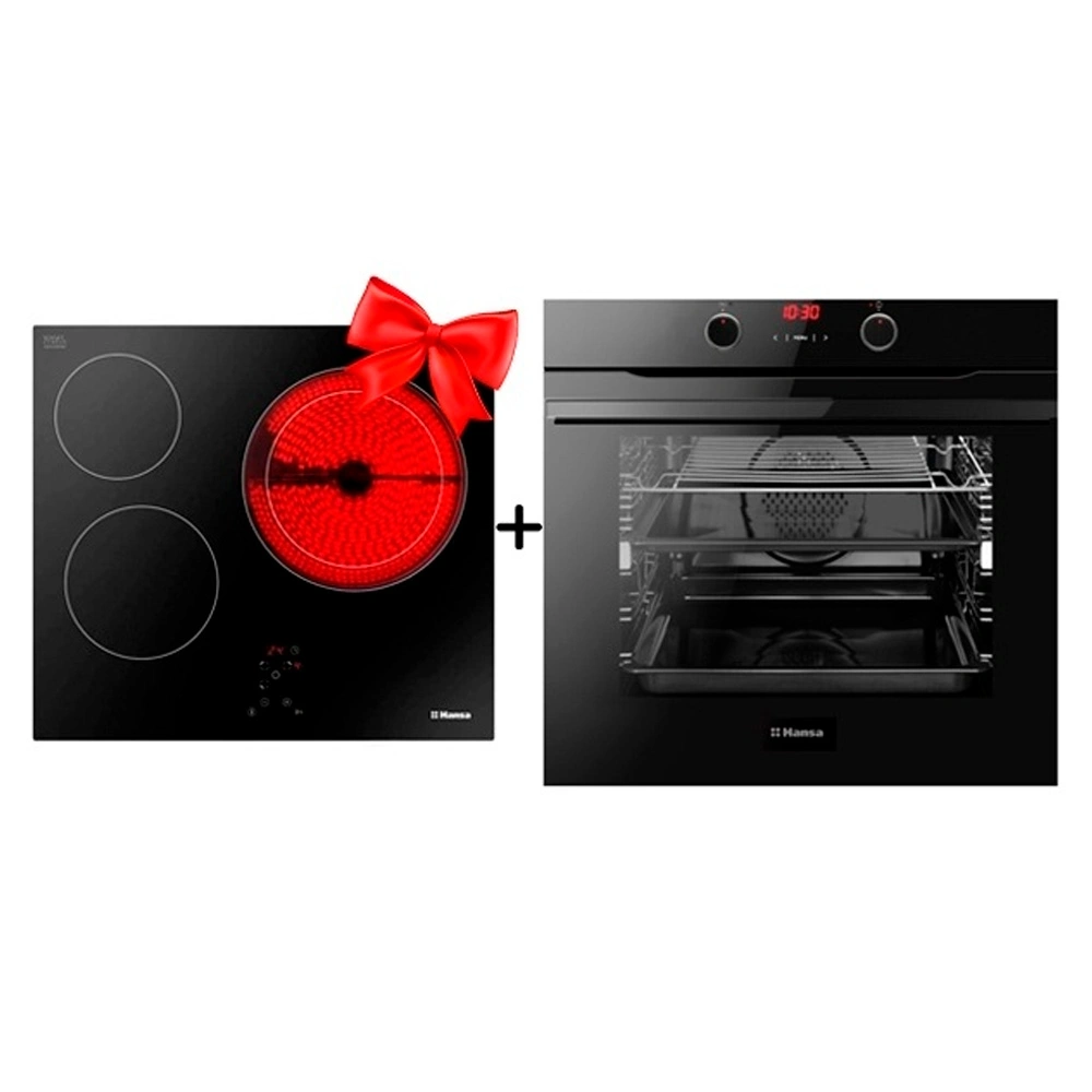 Комплект Встраиваемый духовой шкаф Hansa BOES684603 + Электрическая варочная поверхность Hansa BHC66206 