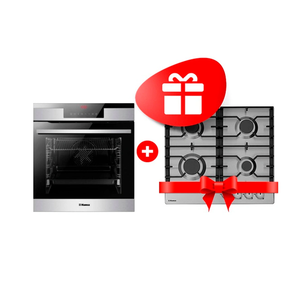 Жиынтық HANSA кіріктірілетін электр пеші BOEI697622 + Hansa газ пісіру беті BHGI630301 