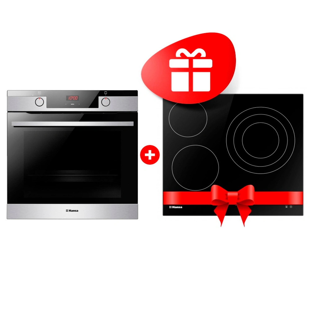 Комплект Встраиваемый духовой шкаф Hansa BOEI684633 + Стеклокерамическая варочная поверхность Hansa BHC66216 
