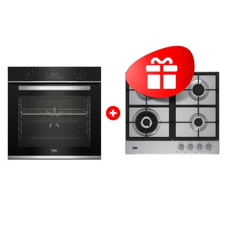 Жиынтық Встраиваемый духовой шкаф Beko BBIE133002XD + Beko газ пісіру беті HIAW 64225 SX 