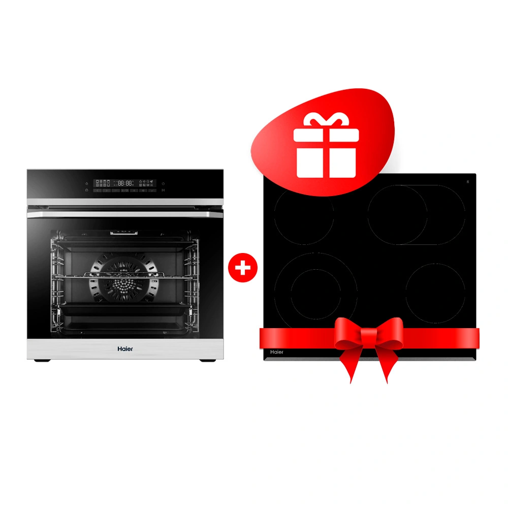 Комплект Встраиваемый духовой шкаф Haier HOQ-F5AABX + Стеклокерамическая варочная поверхность Haier HHY-C64ROVB 