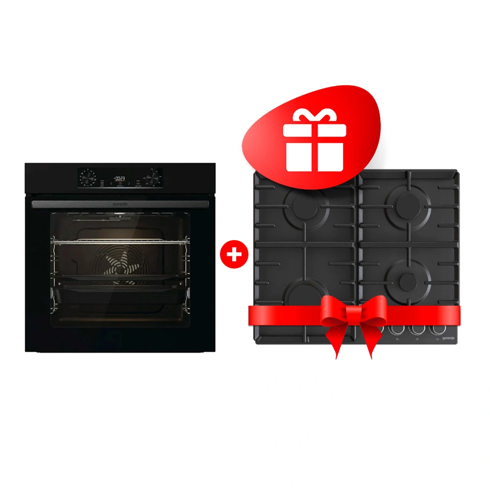 Комплект Встраиваемый духовой шкаф Gorenjie BO6737E06B + Газовая варочная поверхность Gorenje G642AB 