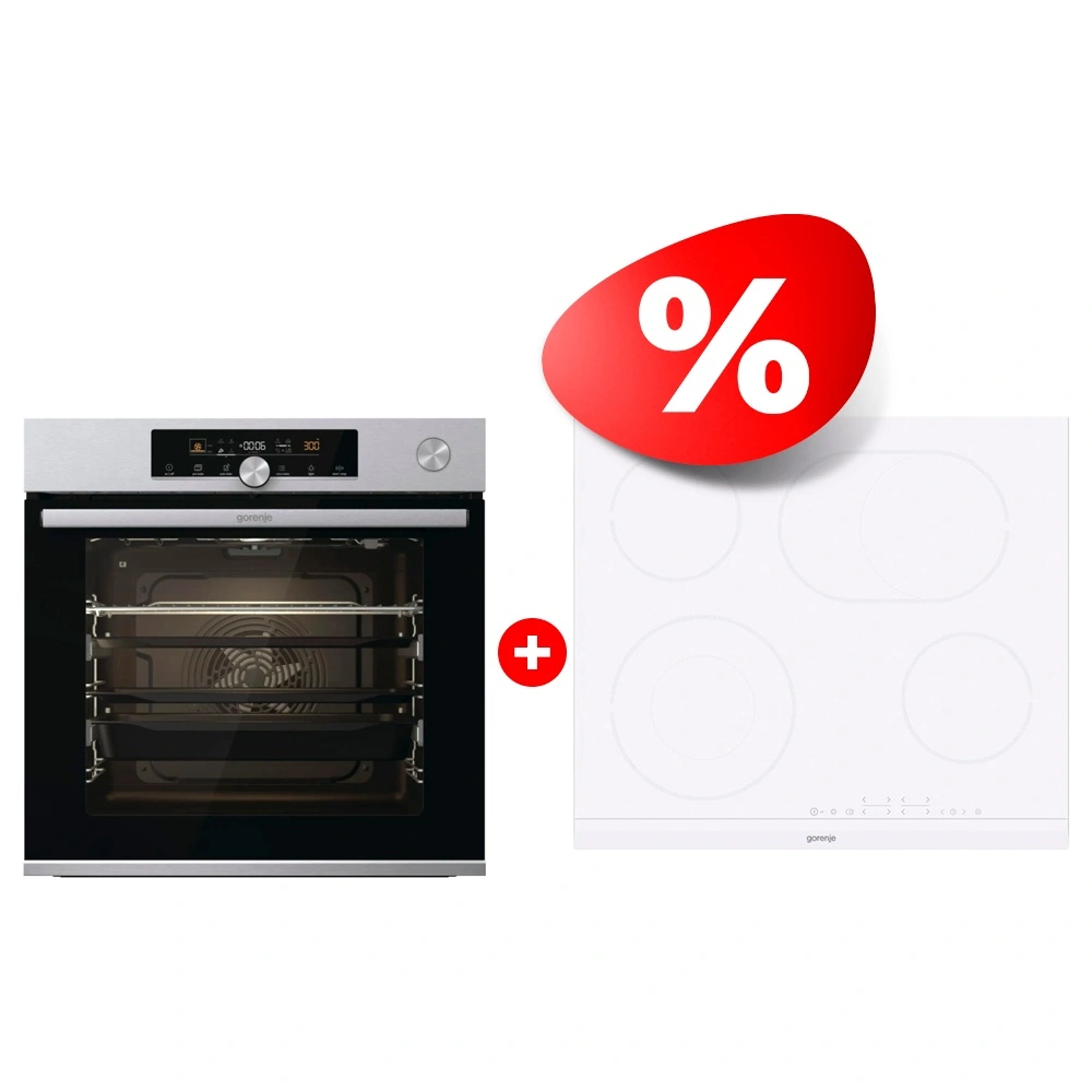 Комплект Встраиваемый духовой шкаф + Электрическая варочная поверхность Gorenje BSA6747A04X + ECT643WCSC