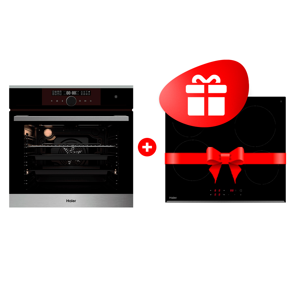 Жиынтық Кіріктірілетін пеш Haier HOX-FP5RABX + Haier шыны керамикалық плитасы HHY-C64RVB 