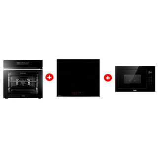 Комплект Встраиваемый духовой шкаф Haier HOQ-F5AAGB + Стеклокерамическая варочная поверхность Haier HHY-C64RVB + Встраиваемая микроволновая печь Haier HMX-BTG259B 