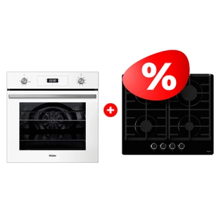 Комплект Встраиваемый духовой шкаф Haier HOD-P08TGW + Газовая варочная поверхность Haier HHX-G64CNB 