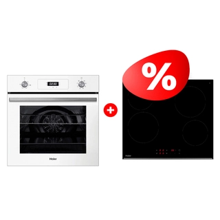 Комплект Встраиваемый духовой шкаф Haier HOD-P08TGW + Стеклокерамическая варочная поверхность Haier HHY-C64RVB 