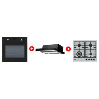 Жиынтық Haier кіріктірілген тұмшапеш HOX-P06HGB + Haier ауа сорғышы HVX-T671B + Haier газ пісіру беті HHX-M64CWFX 