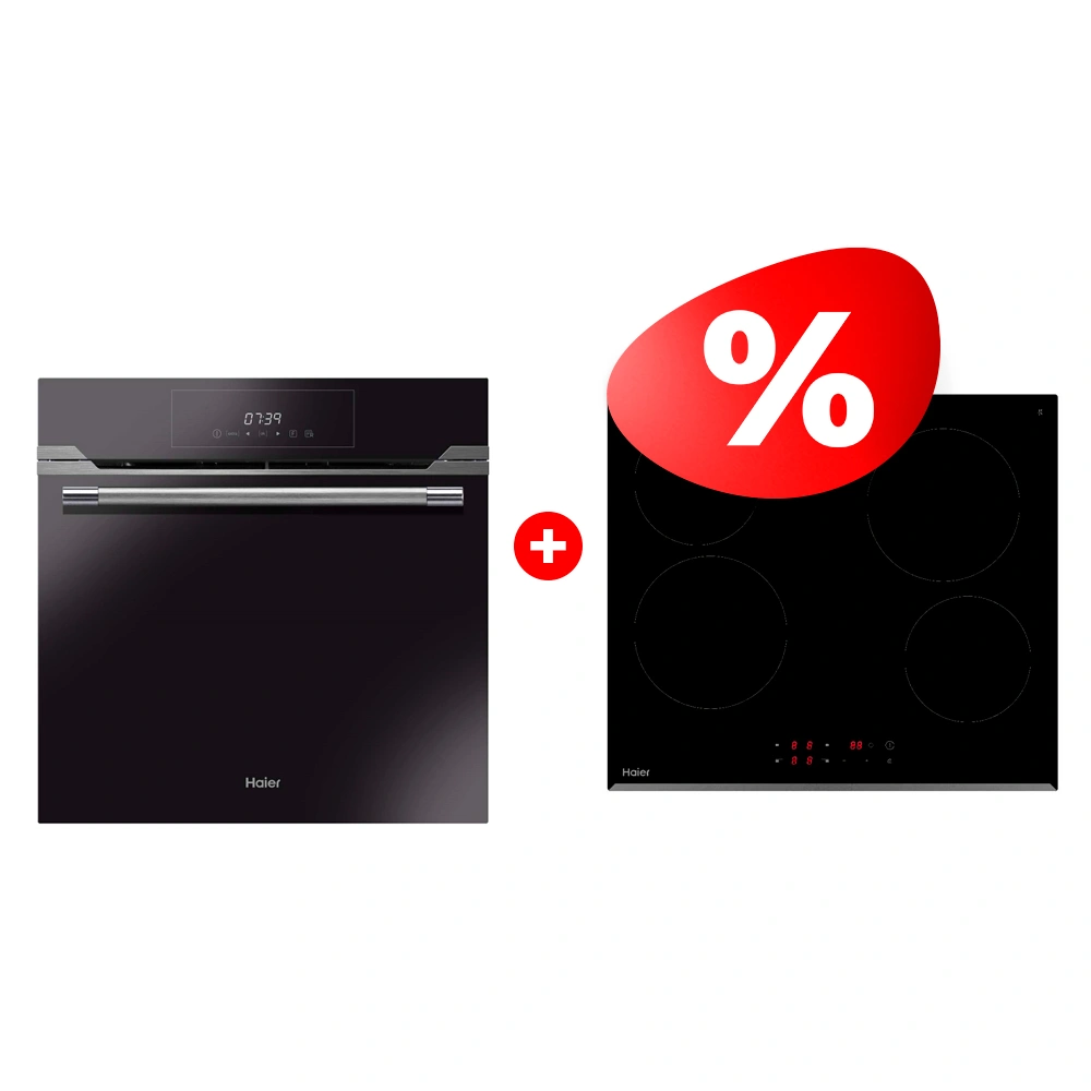 Жиынтық Haier кіріктірілген тұмшапеш HOD-TM09PGB + Haier шыны керамикалық плитасы HHY-C64RVB 