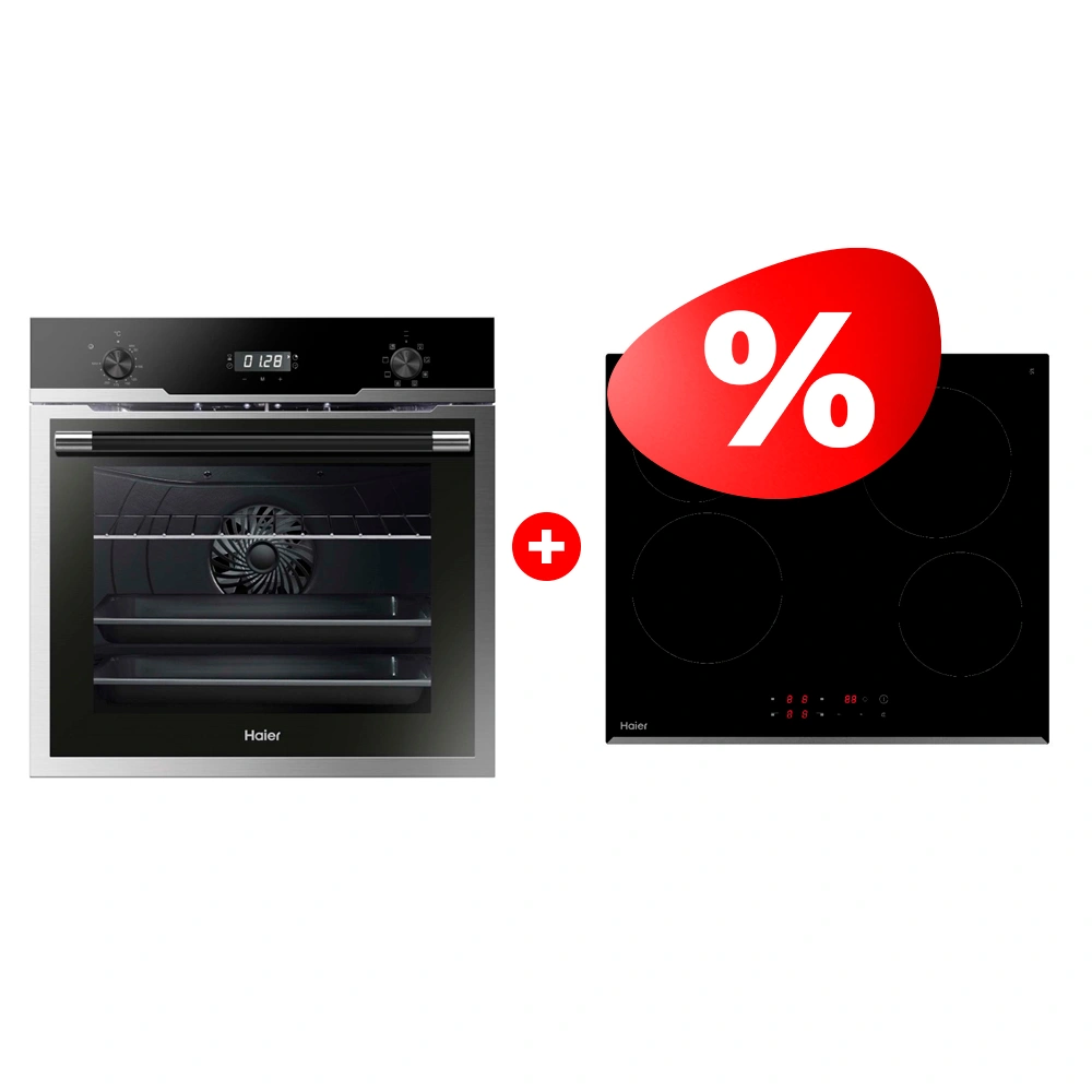 Комплект Встраиваемый духовой шкаф Haier HOD-PM08VGBX + Стеклокерамическая варочная поверхность Haier HHY-C64RVB 