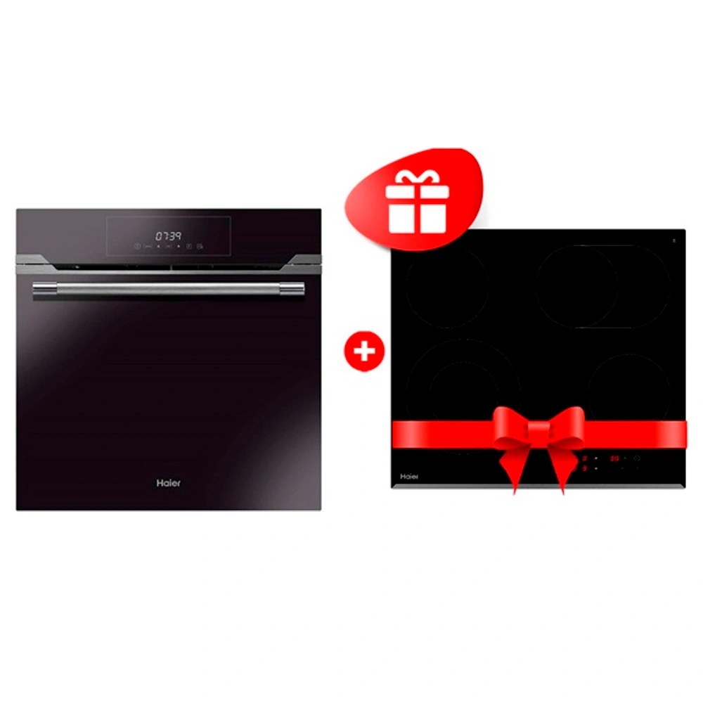 Жиынтық Haier кіріктірілген тұмшапеш HOD-TM09PGB + Haier шыны керамикалық плитасы HHY-C64ROVB 