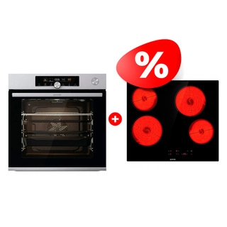 Жиынтық Gorenje кіріктірілетін электр пеші BSA6747A04X + Gorenje шыны керамикалық плита ECT64BSCE 