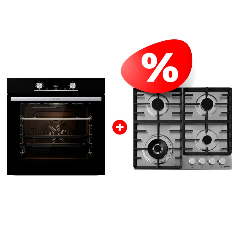 Жиынтық Встраиваемый духовой шкаф Gorenje BOSX6737E03B + Gorenje газды пісіру беті GW642ABX 