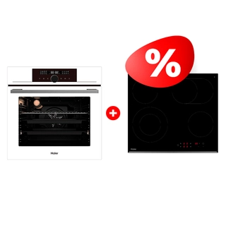 Комплект Встраиваемый духовой шкаф Haier HOX-FP5AWB + Стеклокерамическая варочная поверхность Haier HHY-C64ROVB 