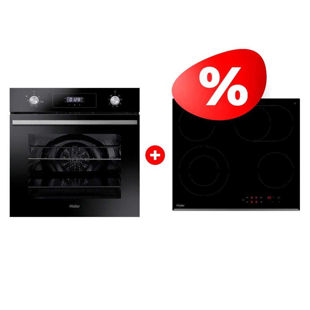 Комплект Встраиваемый духовой шкаф Haier HOD-P08WGB + Стеклокерамическая варочная поверхность Haier HHY-C64ROVB 