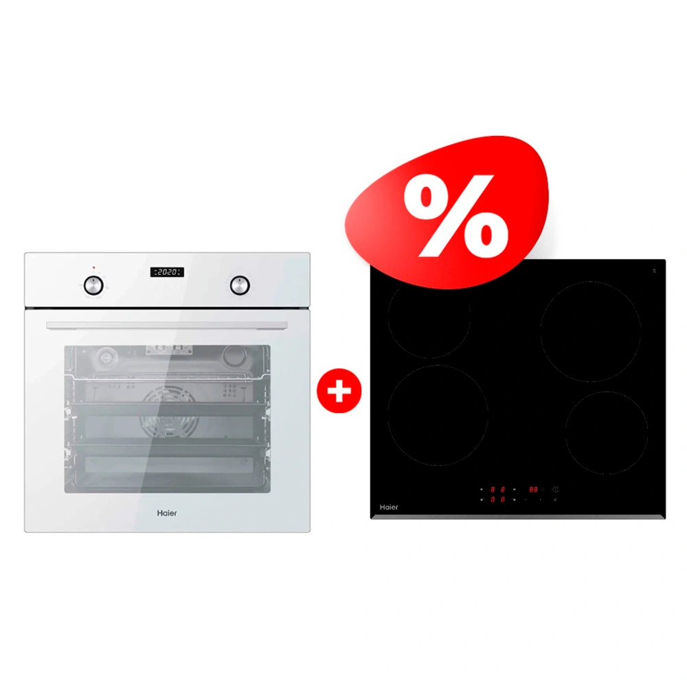 Комплект Встраиваемый духовой шкаф Haier HOY-P09NCGW + Стеклокерамическая варочная поверхность Haier HHY-C64RVB 