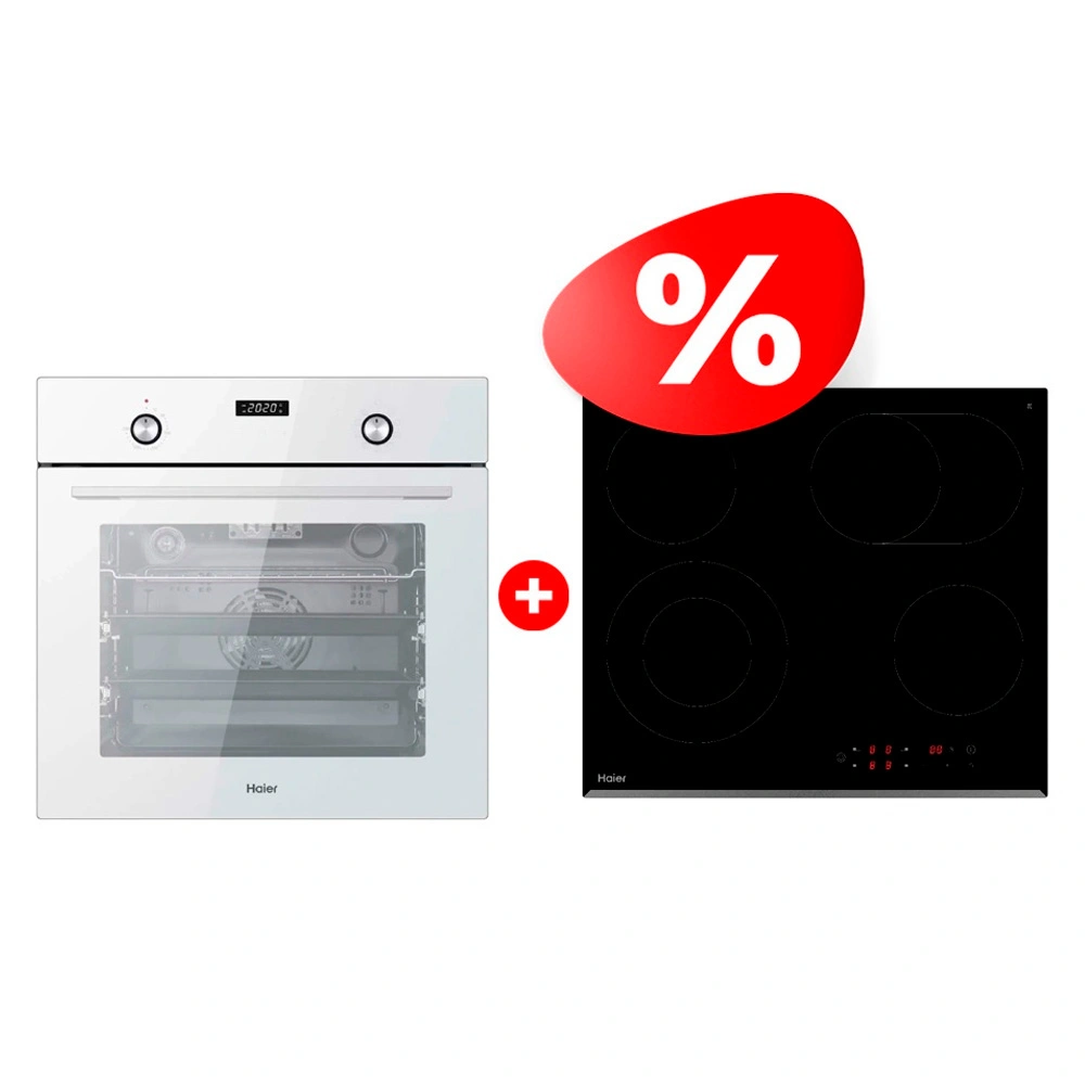 Жиынтық Встраиваемый духовой шкаф Haier HOY-P09NCGW + Haier шыны керамикалық плитасы HHY-C64ROVB 