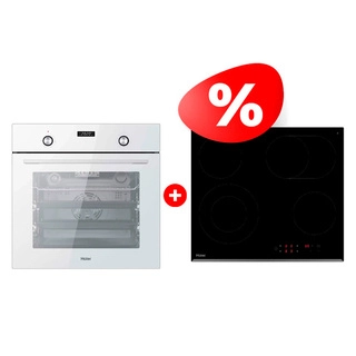 Комплект Встраиваемый духовой шкаф Haier HOY-P09NCGW + Стеклокерамическая варочная поверхность Haier HHY-C64ROVB 