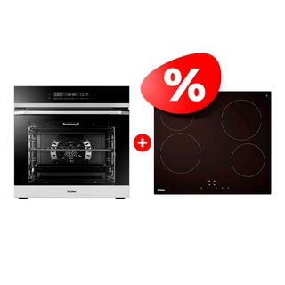 Комплект Встраиваемый духовой шкаф Haier HOQ-P16AN5SX + Стеклокерамическая варочная поверхность Haier HHY-C64NVTB 