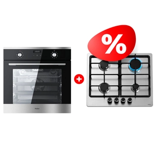 Жиынтық  Haier тұмша шкафы HOX-P09CGBX + Haier газ пісіру беті HHX-M64CNX 