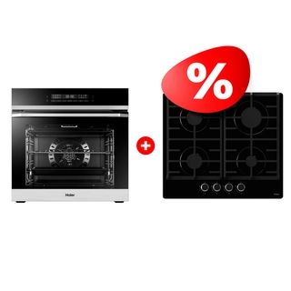Жиынтық  Haier тұмша шкафы HOQ-P16AN5SX + Haier газ пісіру беті HHX-G64CNB 