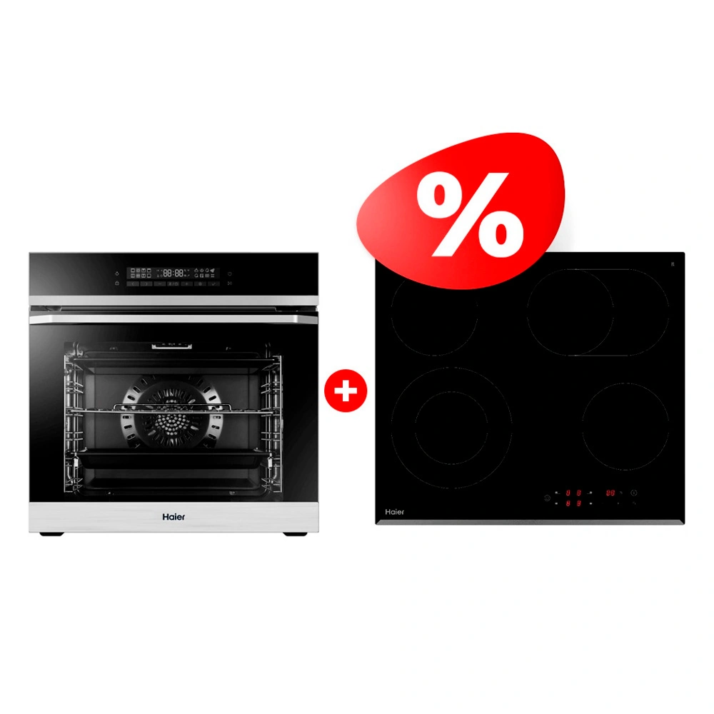 Жиынтық  Haier тұмша шкафы HOQ-P16AN5SX + Haier шыны керамикалық плитасы HHY-C64ROVB 