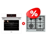 Комплект Встраиваемый духовой шкаф Haier HOX-FP5RAWB + Газовая варочная поверхность Haier HHX-M64CWFX 