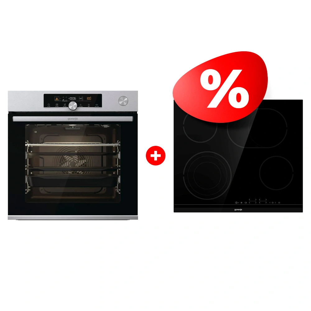Комплект Встраиваемый духовой шкаф Gorenje BSA6747A04X + Электрическая варочная поверхность Gorenje ECT646BCSC 