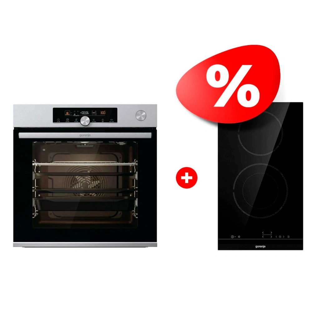 Комплект Встраиваемый духовой шкаф Gorenje BSA6747A04X + Электрическая варочная поверхность Gorenje ECT322BCSC 