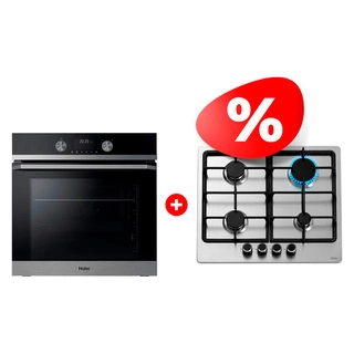 Жиынтық Встраиваемый духовой шкаф Haier HOQ-K5AAN3BX + Haier газ пісіру беті HHX-M64CNX 