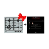 Жиынтық Haier кіріктірілетін тұмша шкафы HOX-FP5RAGB + Haier газ пісіру беті HHX-M64CWFX 