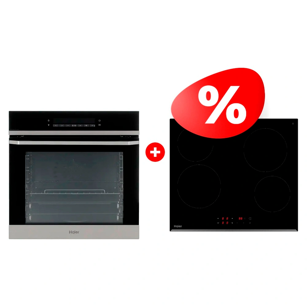 Жиынтық  Haier тұмша шкафы HOQ-P16AS5SX + Haier шыны керамикалық плитасы HHY-C64RVB 