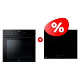 Комплект Встраиваемый духовой шкаф Haier HOQ-K4AAN3GB + Стеклокерамическая варочная поверхность Haier HHY-C64RVB 