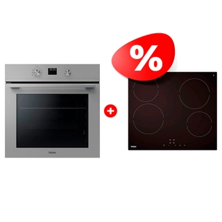 Жиынтық Встраиваемый духовой шкаф Haier HOQ-K4AAN3GG + Стеклокерамическая варочная поверхность Haier HHY-C64NVTB 