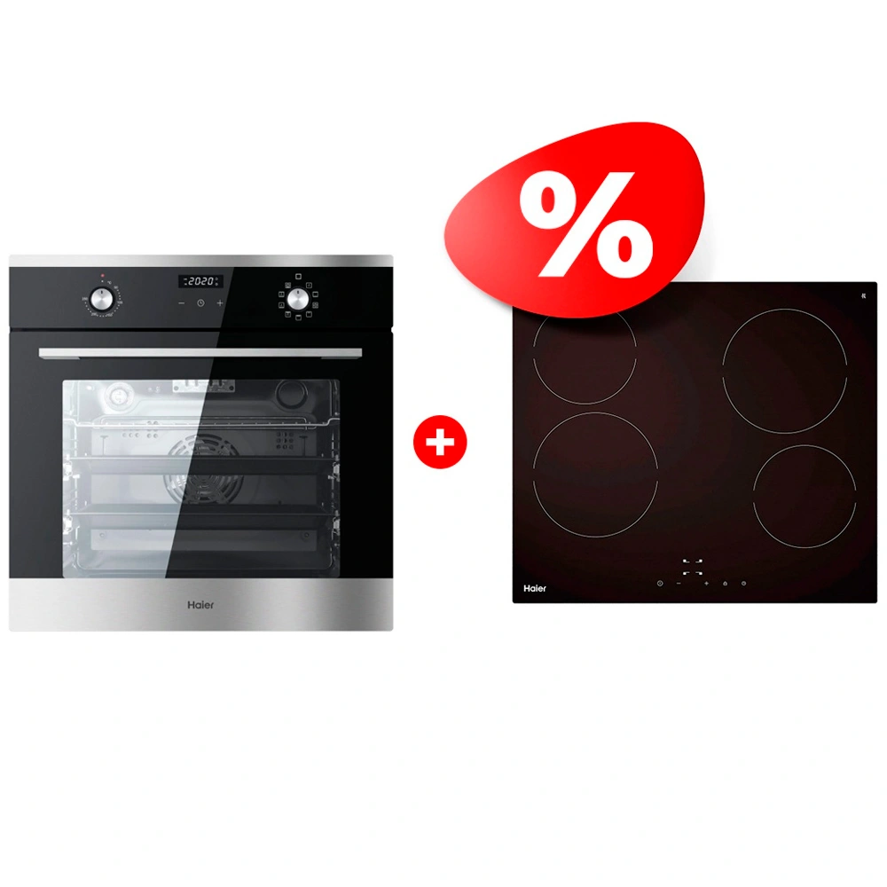 Жиынтық  Haier тұмша шкафы HOX-P09CGBX + Стеклокерамическая варочная поверхность Haier HHY-C64NVTB 