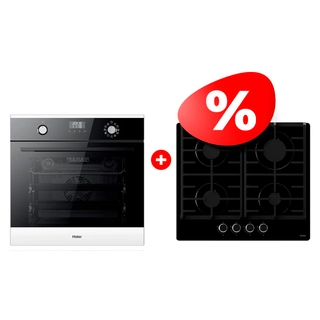Комплект Встраиваемый духовой шкаф Haier HOX-P11CGBG + Газовая варочная поверхность Haier HHX-G64CNB 