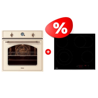 Жиынтық Встраиваемый духовой шкаф Haier HOX-C09ATQBC + Haier шыны керамикалық плитасы HHY-C64ROVB 