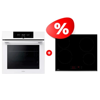 Жиынтық Встраиваемый духовой шкаф Haier HOQ-F6QSN3WB + Haier шыны керамикалық плитасы HHY-C64RVB 