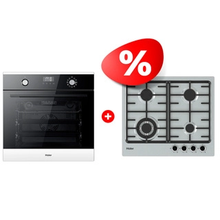 Комплект Встраиваемый духовой шкаф Haier + Газовая варочная поверхность Haier HOX-P11CGBG + HHX-M64CWFX