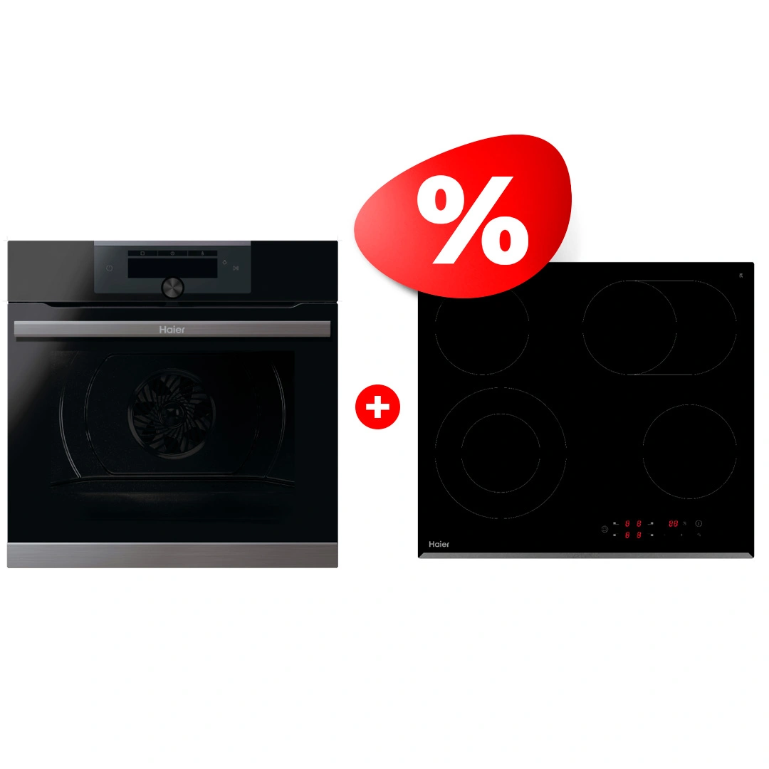 Комплект Встраиваемый духовой шкаф Haier + Стеклокерамическая варочная поверхность Haier HWO60SM5F5B1H + HHY-C64ROVB
