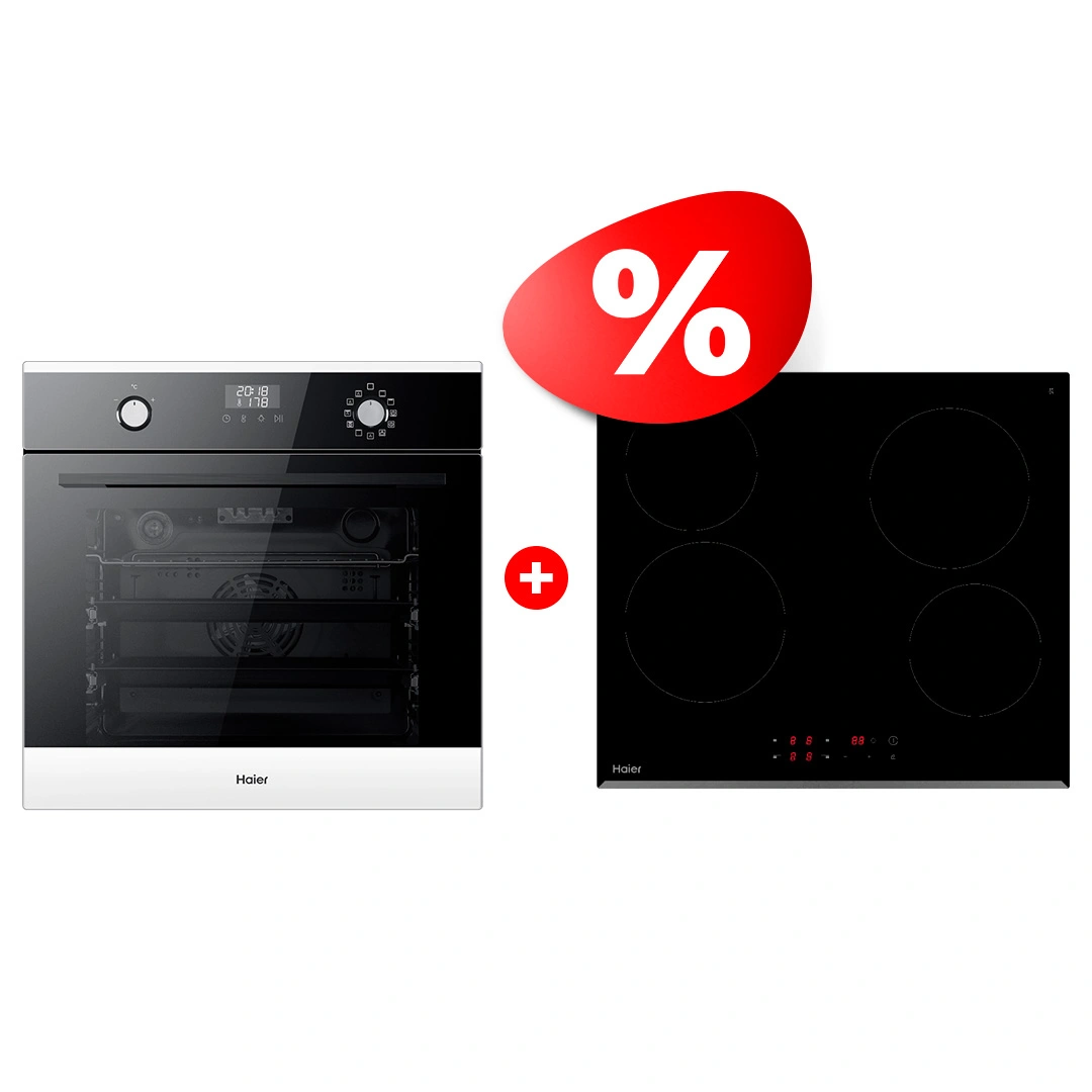 Комплект Встраиваемый духовой шкаф Haier + Стеклокерамическая варочная поверхность Haier HOX-P11CGBG + HHY-C64RVB