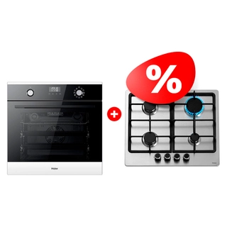 Комплект Встраиваемый духовой шкаф Haier HOX-P11CGBG + Газовая варочная поверхность Haier HHX-M64CNX 