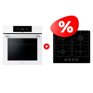 Жиынтық Встраиваемый духовой шкаф Haier HOQ-F6QSN3WB + Haier газ пісіру беті HHX-G64CNB 
