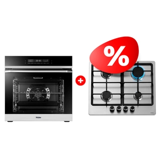 Жиынтық  Haier тұмша шкафы HOQ-P16AN5SX + Haier газ пісіру беті HHX-M64CNX 