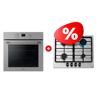 Жиынтық Встраиваемый духовой шкаф Haier HOQ-K4AAN3GG + Haier газ пісіру беті HHX-M64CNX 