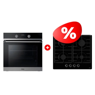 Жиынтық Встраиваемый духовой шкаф Haier HOQ-K5AAN3BX + Haier газ пісіру беті HHX-G64CNB 